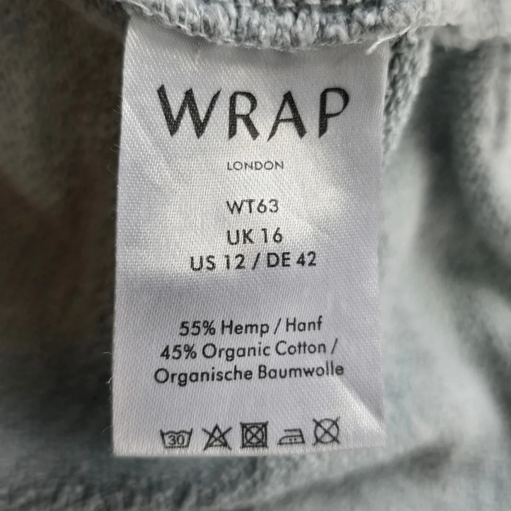 Wrap London Funnel Neck Hemp Organic Cotton Sweatshirt Light Blue US 12 WT63